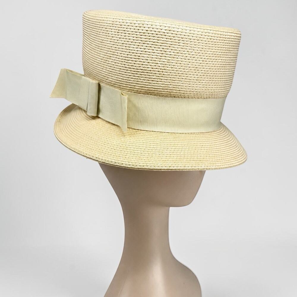 Vintage 1960s Jackie Kennedy Ivory Straw Dress Hat Camelot Era